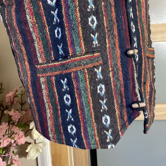 Gypsy Rose Vest Knit Tapestry VTG 80s 90s Gypsy Boho Grunge Free Size Unisex - Picture 3 of 7